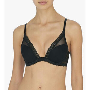 Natori Women's Feathers Luxe Contour Underwire Bra Black Size 32DD Lace 721255